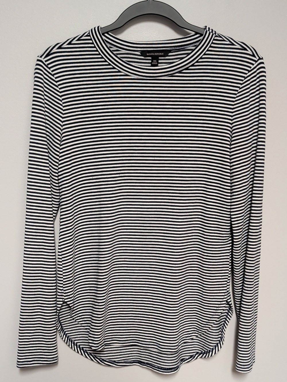 Banana Republic Black and White Striped Long-Sleeve Tee